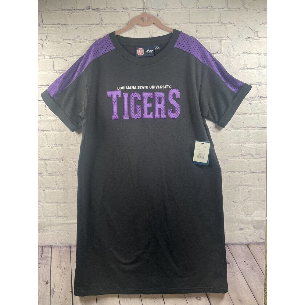 LSU Tigers G-III 4Her by Carl Banks Black/Purple Sideline Jersey Dress Sz L NWT